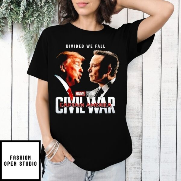 Civil War Captain America Marvel Studios Trump Vs Elon Musk T-Shirt