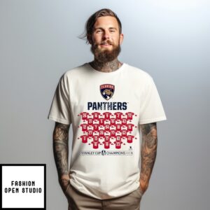 Florida Panthers 2024 Stanley Cup Champions Jersey Roster T-Shirt