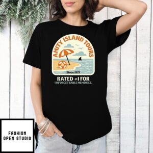 Jaws Amity Island Tours Rated 1 For Unforgettable Memories T-Shirt