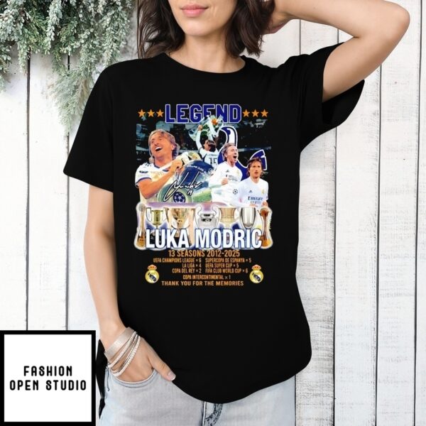 Legend Luka Modric 13 Seasons 2012 2025 Signature T-Shirt