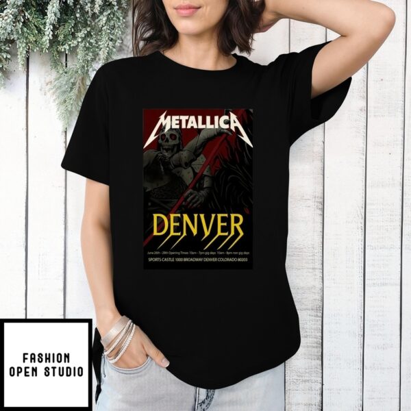 Metallica Concert Tour M72 World Tour June 26 And 29, 2025 Tonight In Denver Colorado Setlist T-Shirt