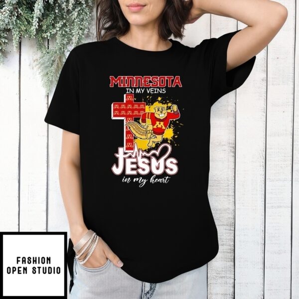 Minnesota Golden Gophers In My Veins Jesus In My Heart Mascot T-Shirt