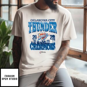 Oklahoma City Thunder 2025 Nba Finals Champion Confetti Skyline T-Shirt
