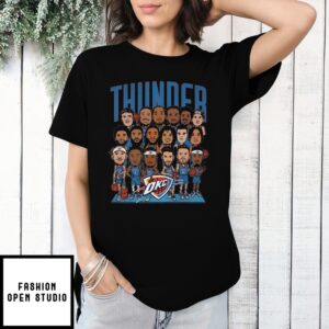 Oklahoma City Thunder Basketball 2024-25 Roster Caricature T-Shirt