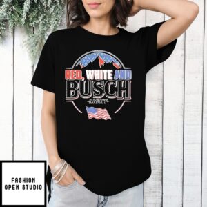 Red White And Busch Light Usa Flag T-Shirt