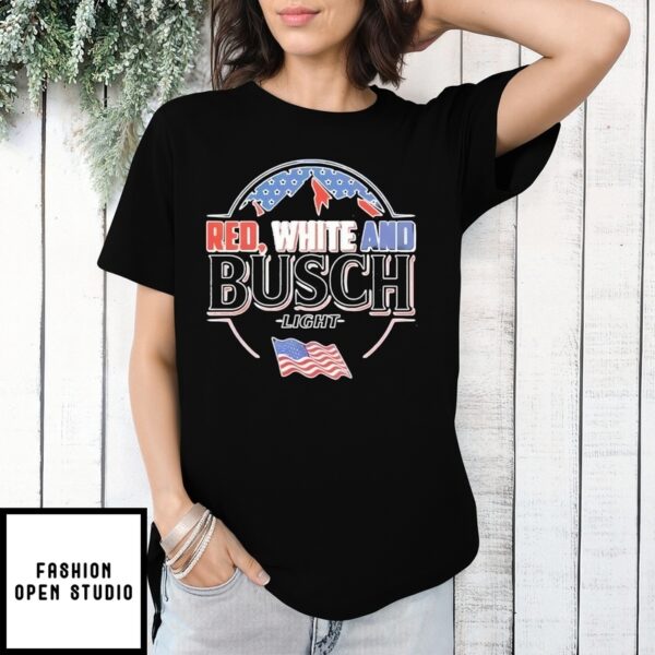 Red White And Busch Light Usa Flag T-Shirt