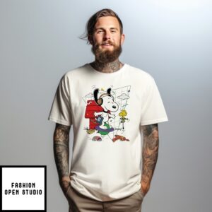 Snoopy And Woodstock Bouncing On A Pogo Ball And A Pogo Stick T-Shirt