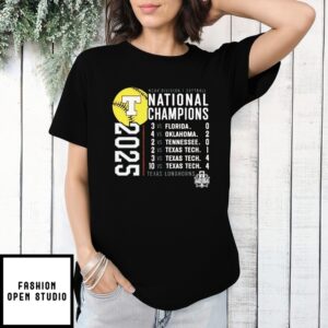 Texas Longhorns 2025 Ncaa Softball Champions Schedule  T-Shirt