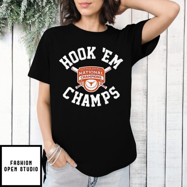 Texas Longhorns 2025 Women’S Softball National Champions Hook ‘Em T-Shirt