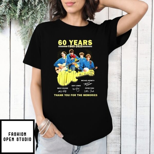 The Monkees 60 Years 1965 2025 Thank You For The Memories Signatures T-Shirt