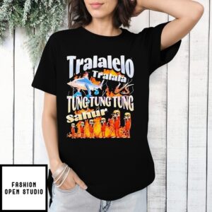 Tralalero Tralala Vs Tung Tung Tung Sahur Brainrot Character T-Shirt