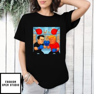 Trump And Elon Musk Boxing Caricature T-Shirt