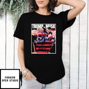 Trump Vs Musk Boxing American Flag  T-Shirt