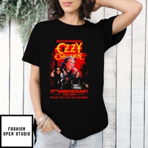 Back To The Geginning Ozzy Ozbourne 77Th Anniversary 1948-2025 Thank You For The Memories T-Shirt