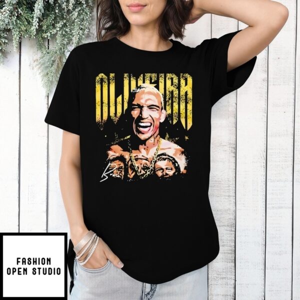 Charles Oliveira Champion Portrait Gold Lettering Ufc Art T-Shirt