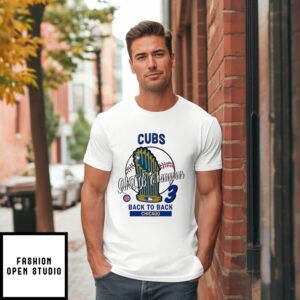 Chicago Cubs 3 Mlb Champions Hardwood Classics Champions Vintage T-Shirt