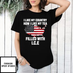 I Like My Country How I Like My Tea Filled With Ice Map T-Shirt