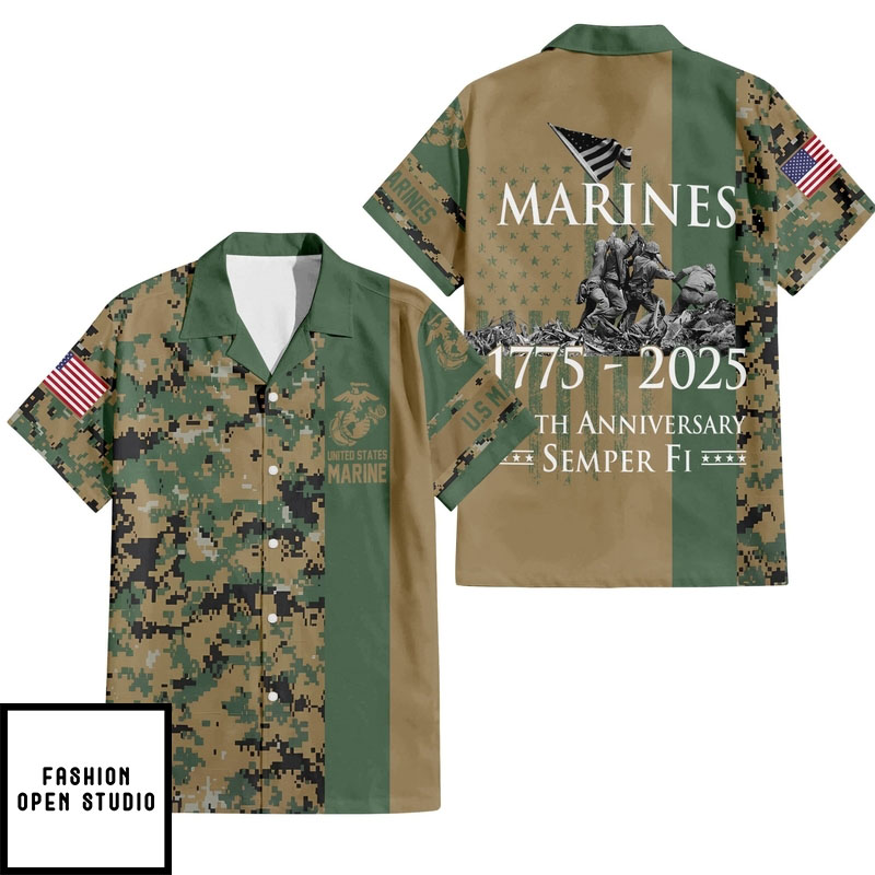 Marines 1775-2025 250th Anniversary Semper Fi T Hawaiian Shirt