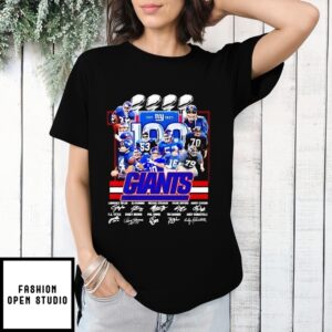 New York Giants 100Th Anniversary 1925 2025 Players Signatures T-Shirt