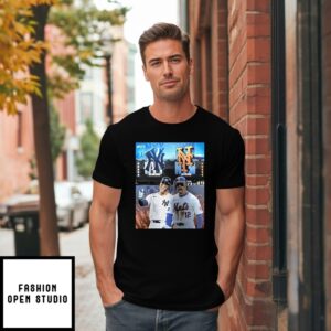 New York Yankees Vs New York Mets Aaron Judge And Juan Soto Black 2025 Graphic Matchup T-Shirt