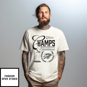 Oklahoma City Thunder 2025 Nba Finals Champions Metallic Logo T-Shirt