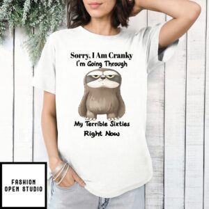 Sloth Sorry I Am Cranky I’M Going Through My Terrible Sixties Right T-Shirt
