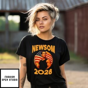 Gavin Newsom Muscle 2028 Usa Flag T-Shirt