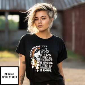 Husky Dog Native American Listen To The Wind It Talks Listen To The Silence It Speaks T-Shirt