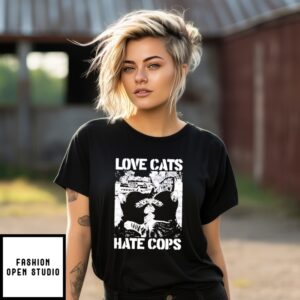 Love Cats Hate Cops Cat Gangter T-Shirt