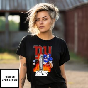 New York Giants X Skeleton Player With Skyscraper Graphic T-Shirt