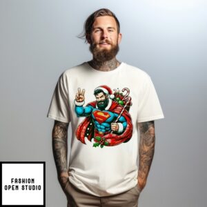 Superman Santa With Candy Christmas T-Shirt