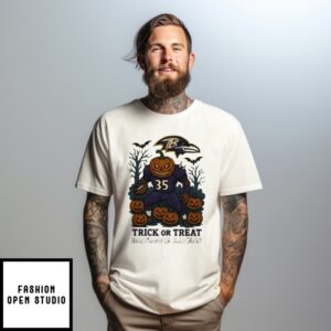 Baltimore Ravens Pumpkin Player Trick Or Treat Halloween 2025 T-Shirt