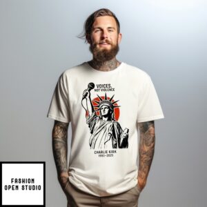 Charlie Kirk Voices Not Violence  T-Shirt