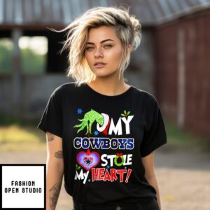 Dallas Cowboys My Cowboys Stole My Heart Grinch Hand Christmas T-Shirt