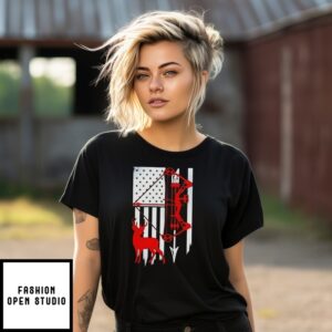 Deer Hunting Usa Flag T-Shirt