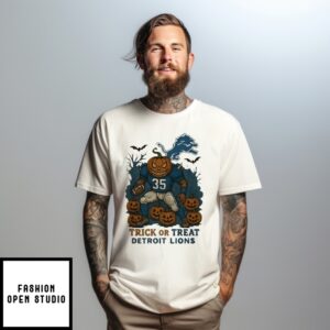 Detroit Lions Pumpkin Player Trick Or Treat Halloween 2025 T-Shirt