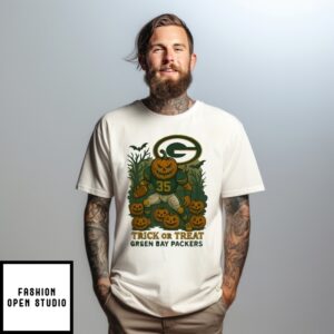 Green Bay Packers Pumpkin Player Trick Or Treat Halloween 2025 T-Shirt