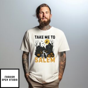 Halloween Take Me To Salem Pumpkin Cat T-Shirt
