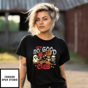 Horror Characters Up To No Good Social Club Halloween T-Shirt