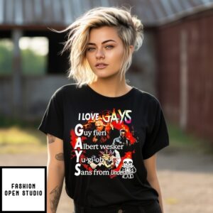 I Love Gays Guy Fieri Albert Wesker Yugioh Sans From Undertale T-Shirt