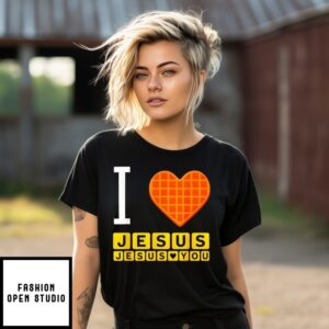 I Love Jesus Waffle Heart Christian T-Shirt