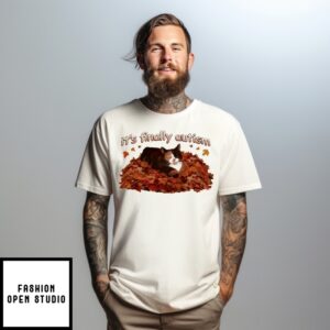 It’S Finally Autism Autumn Cat Fall T-Shirt