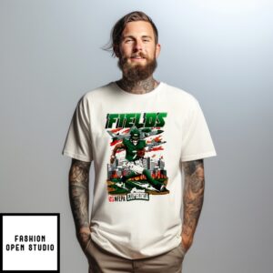 Justin Fields New York Jets No 7 Comic Art T-Shirt