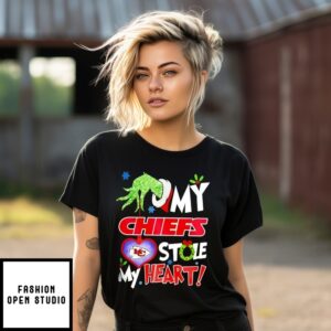 Kansas City Chiefs My Chiefs Stole My Heart Grinch Hand Christmas T-Shirt