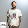 Liberty With American Flag Mask T-Shirt
