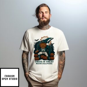 Miami Dolphins Pumpkin Player Trick Or Treat Halloween T-Shirt