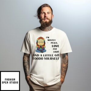 Minion Yoga I’M Mostly Peace Love And Light And A Little Go Foodo Yourself T-Shirt