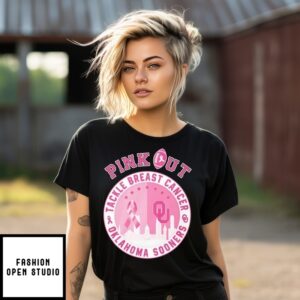 Oklahoma Sooners Pink Out Tackle Breast Cancer Logo T-Shirt