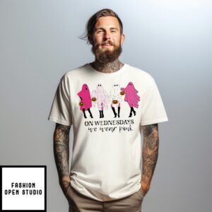 On Wednesday We Wear Pink Ghost Halloween T-Shirt