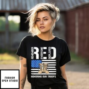 Red Honoring Our Troops Usa Flag T-Shirt